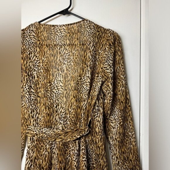 NWT Reformation Brooke Animal Instinct Leopard Wrap Puff Long Sleeve Dress XS - Picture 12 of 16